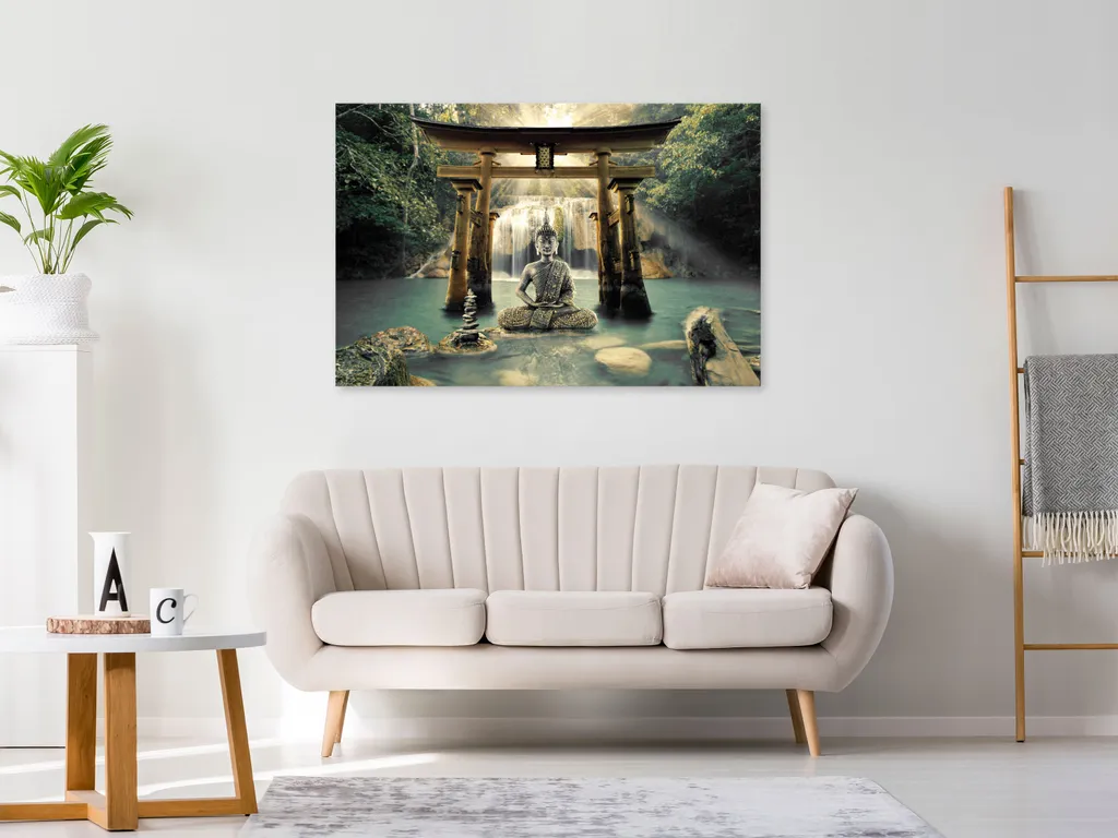Visario Quadro Su Tela Buddha - 120x80 Cm XXL - Stampa Fine Art Con Telaio In Legno, Pronto Da Appendere