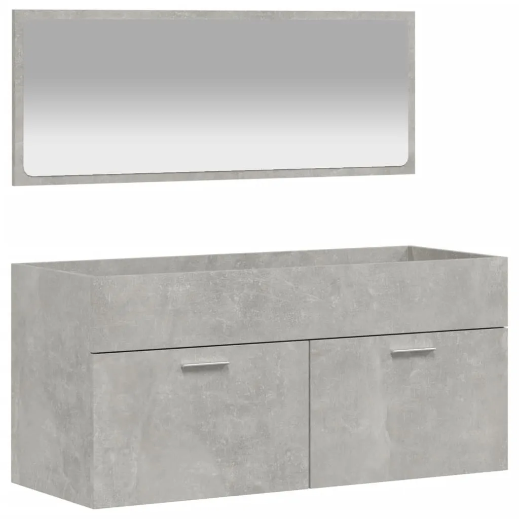 SYFAX™ Mobile da Bagno con Specchio Grigio Cemento Legno Multistrato