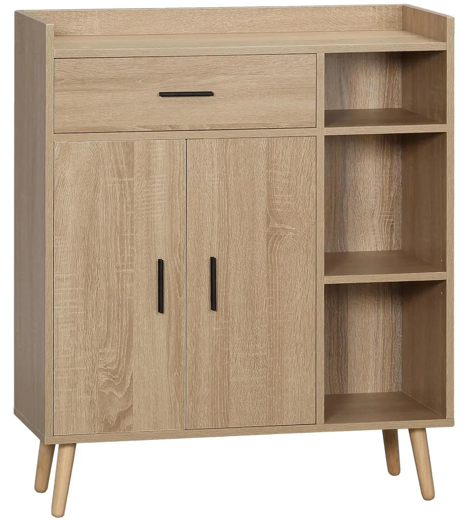 Buffet design scandinave naturel avec plusieurs niches de rangement