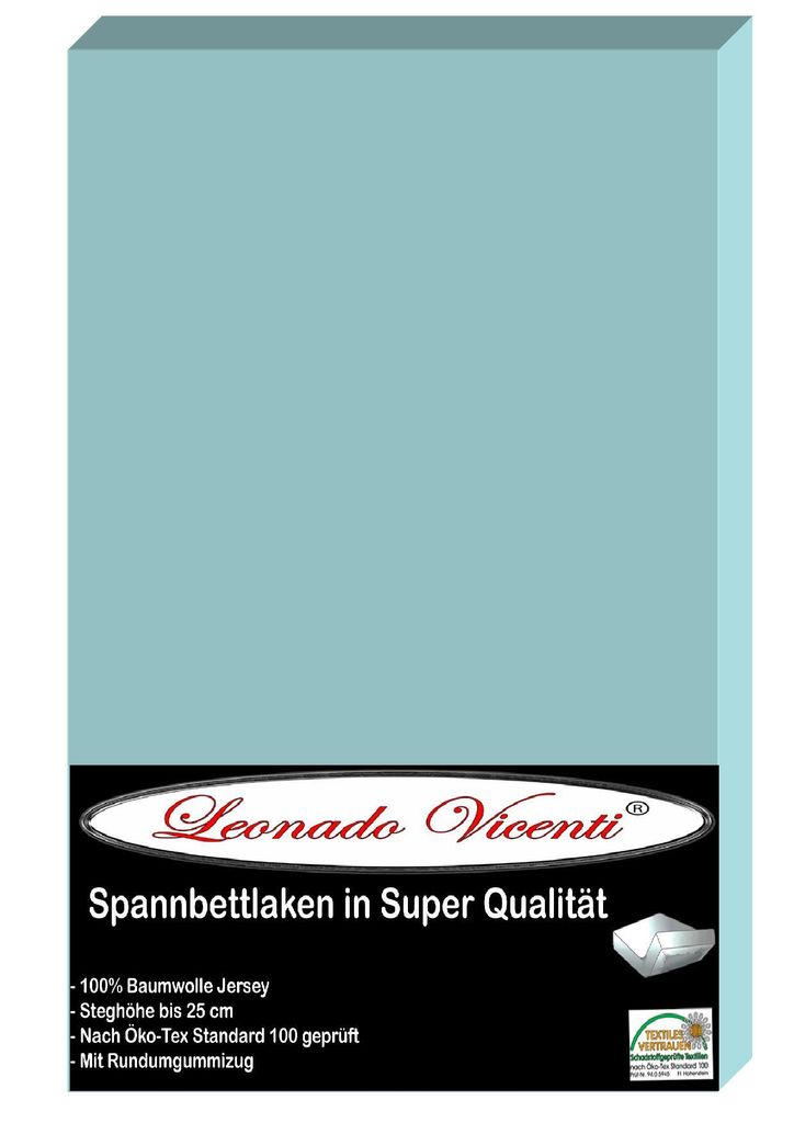 Spannbettlaken Jersey 180-200x200 Hellblau 100% Baumwolle Produktbild 5