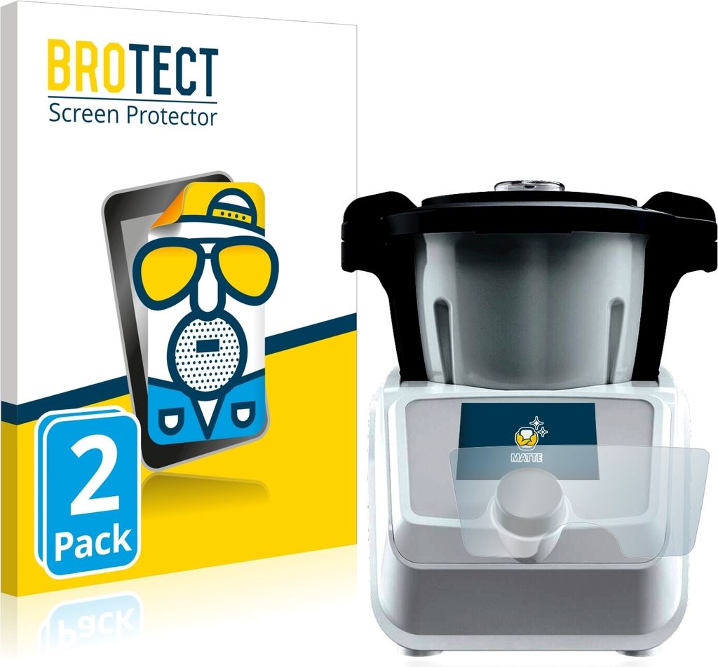 2x BROTECT Schutzfolie für SilverCrest Mini Monsieur Cuisine Connect Displayschutz Displayschutzfolie Folie Matt Entspiegelungsfolie