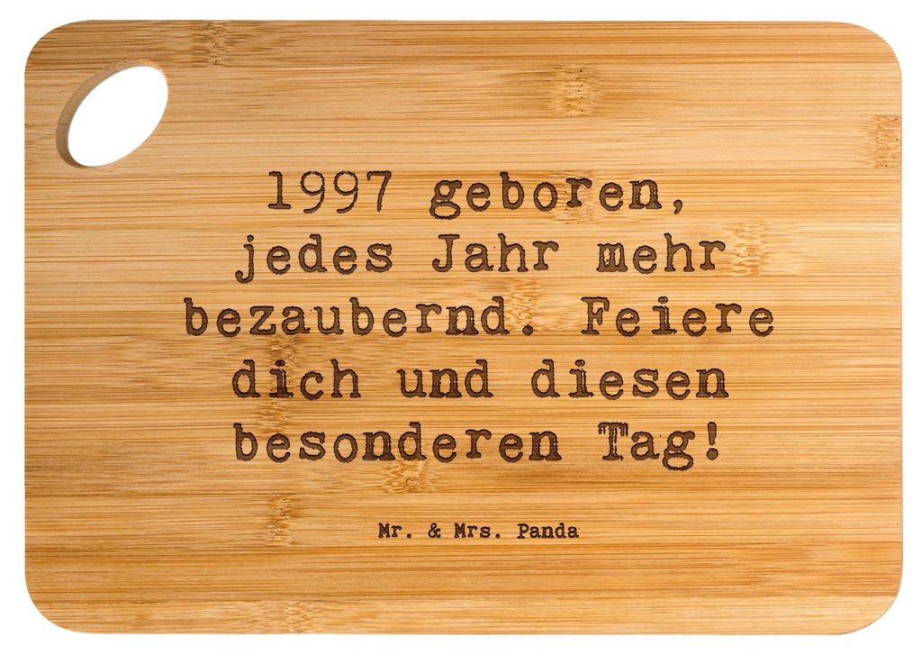 Mr. & Mrs. Panda Schneidebrett Spruch 1997 Geburtstag Charmant - Transparent - Geschenk, Geburtstagsgeschenk, Geburtstagskind, Happy Birthday, Holz...