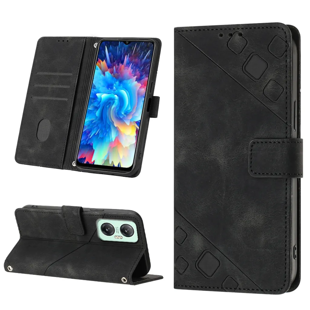 Custodia Infinix Hot 20 5G X666 X66B Portafoglio Pelle Nero Rilievo - 2
