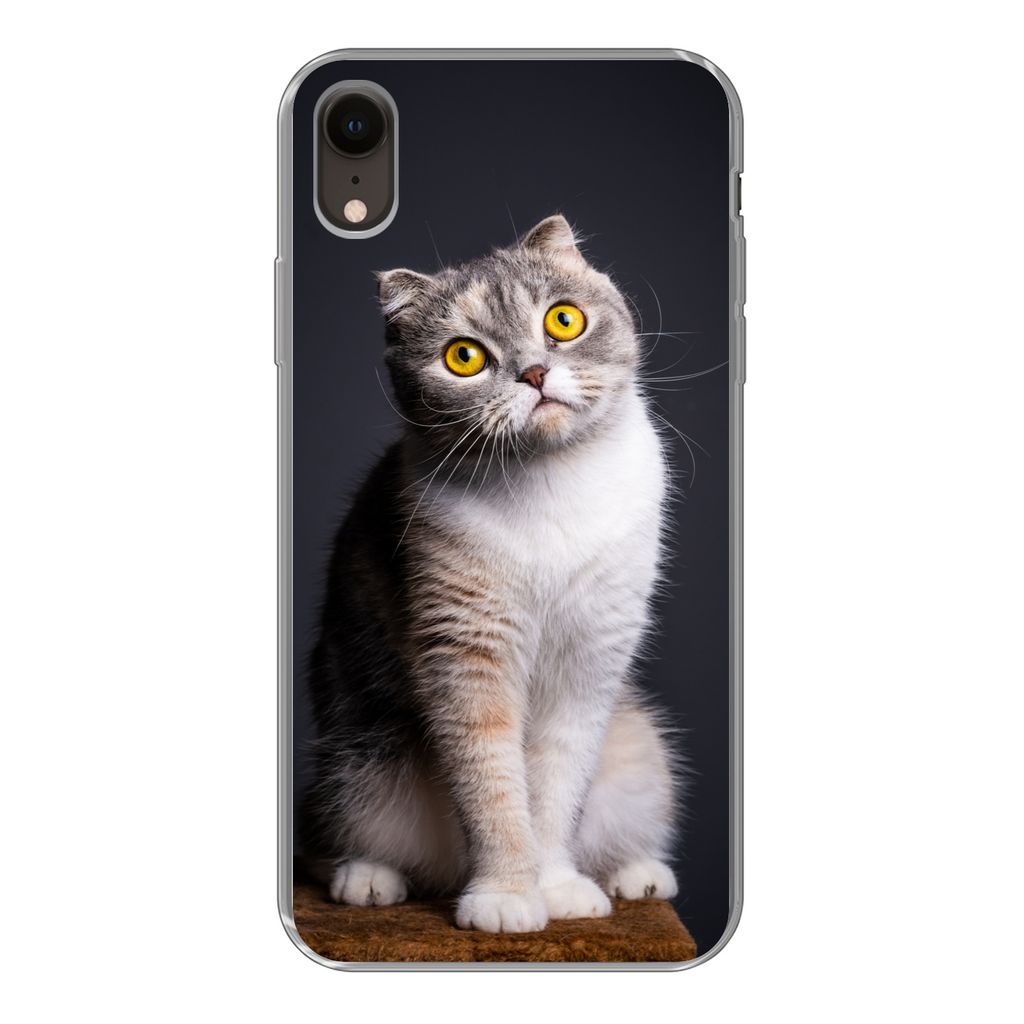 MuchoWow Handyhülle Schutzhülle Hülle für iPhone XR Katze - Augen - Licht Silikon Softcase Handy Hülle