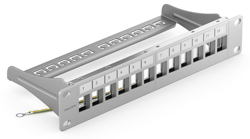 deleyCON 12 Port Patchpanel Patchfeld Modular für Keystone Produktbild 