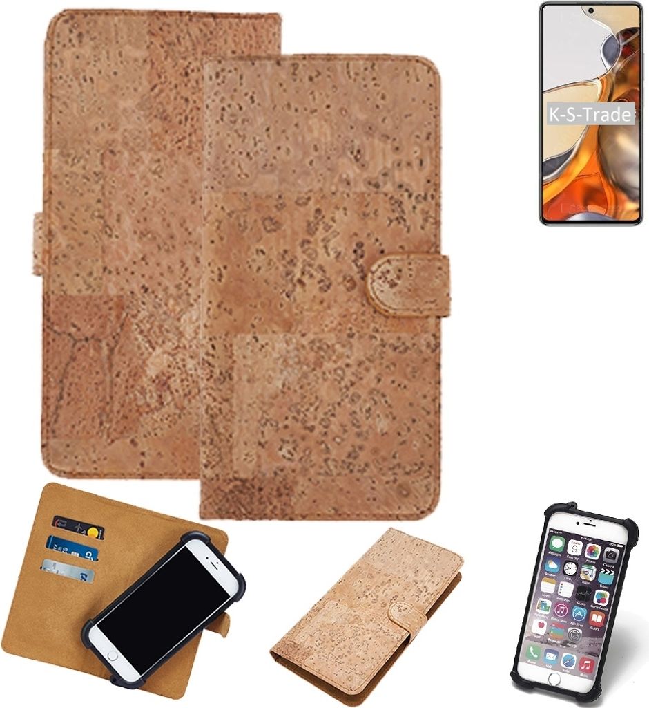 K-S-Trade Hülle kompatibel mit Xiaomi 11T Kork Handyhülle Cover Schutzhülle TPU Case Bumper in Hellbraun, (1x)