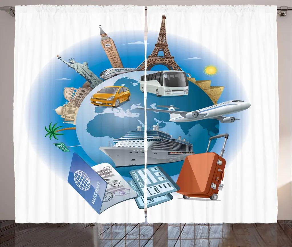 Rideau à Fronces ABAKUHAUS - Business Travel Planet Earth 280 x 225 cm