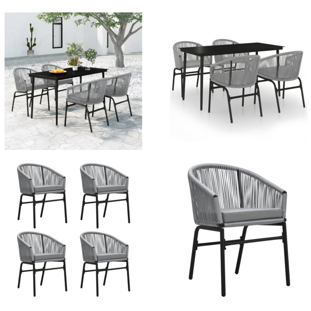 vidaXL 5 tlg. Garten Essgruppe Grau - Garten-Essgruppe - Garten-Essgruppen - Essgruppe - Terrassen-Essgruppe