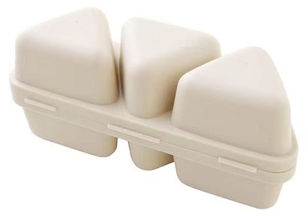 Bento-Box mit 6 Mulden für dreieckige Onigiri, 2-in-1-Reisbällchenformer mit Deckel, tragbarer Lunchbehälter für Meal Prep, Picknick und Schule...