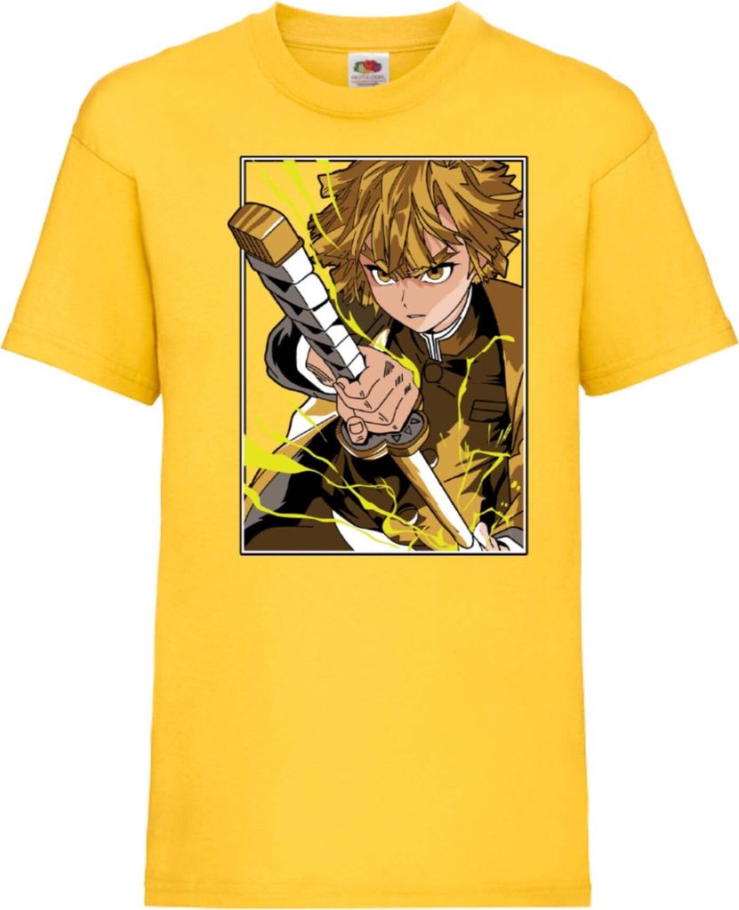 Kinder T-Shirt Japan Animation Manga Anime Comics Demon Anime Slayer Zenitsu Agatsuma Var-025 Agatsuma Lightstorm, 5-6 Jahr - 116 / Gelb