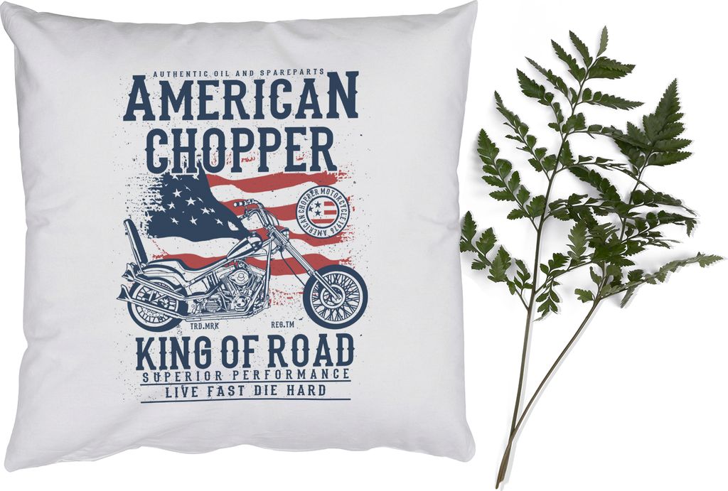 MuchoWow Zierkissen Sofakissen Wohnzimmer Dekokissen 60x60 cm Mancave - Motor - Flagge - Amerika - Retro - Sitzfläche - Foto Polster