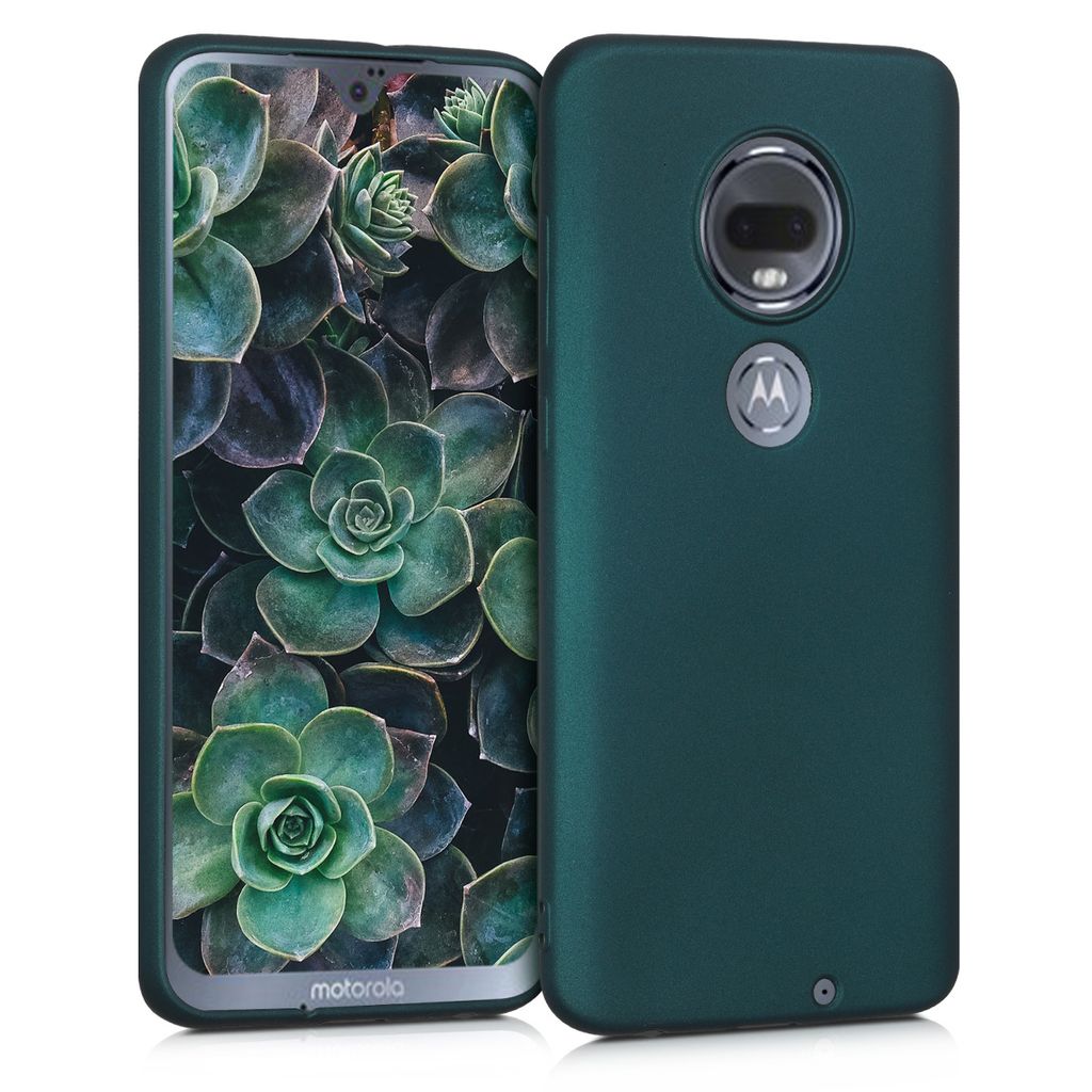 kwmobile Case kompatibel mit Motorola Moto G7 / Moto G7 Plus Hülle - Schutzhülle aus Silikon metallisch schimmernd - Handyhülle Metallic Petrol