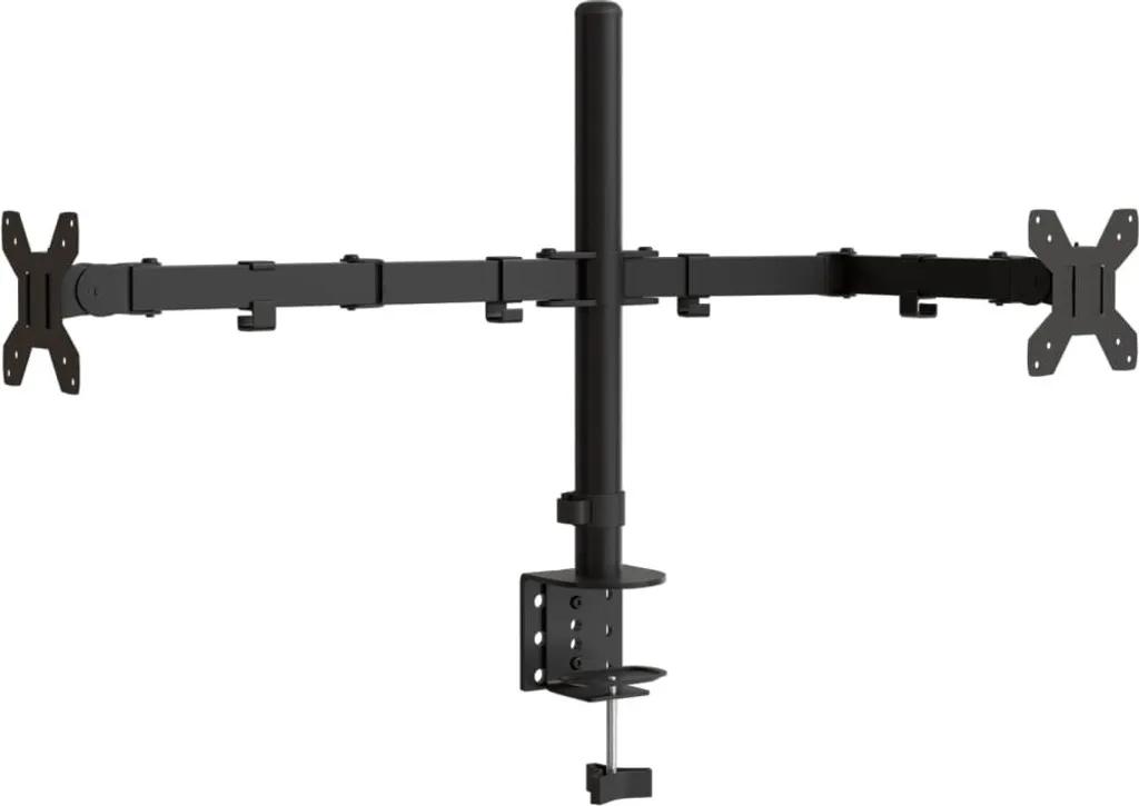 vidaXL Support de table pour 2 écrans Noir en Acier VESA 75/100 mm - 3