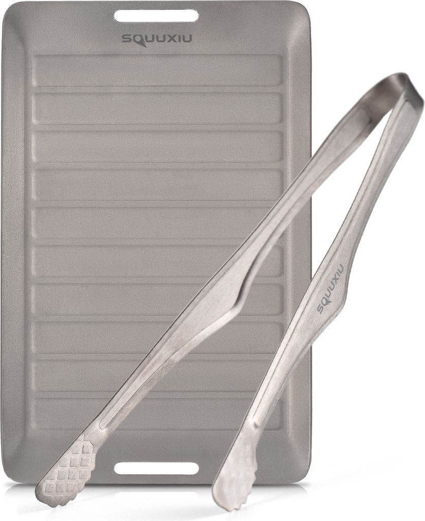 Ti Camping-Grillpfanne und Grillzange-Set, tragbares Outdoor-Kochgeschirr, Antihaft-Oberfl?che, mattes Finish, perfekt fš¹r 1 Person