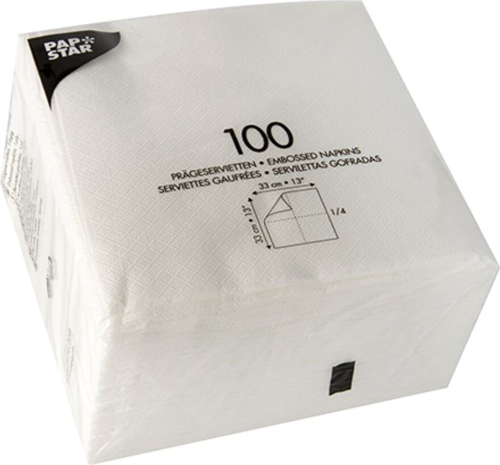 Servietten, 1-lagig 1/4-Falz 33 cm x 33 cm weiss Produktbild 