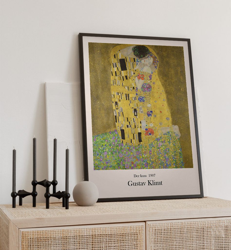 Poster Der Kuss Klimt, groesse_poster:30x40 cm, groesse_rahmen:birke 30x40 cm