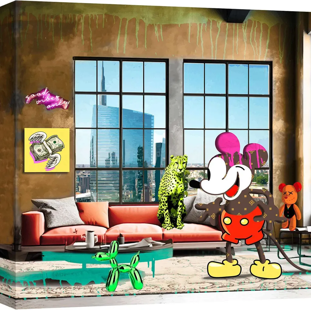 Quadro su tela Pop Art - Gerard Madau - Surrealofts: Milano I - 40x40 cm
