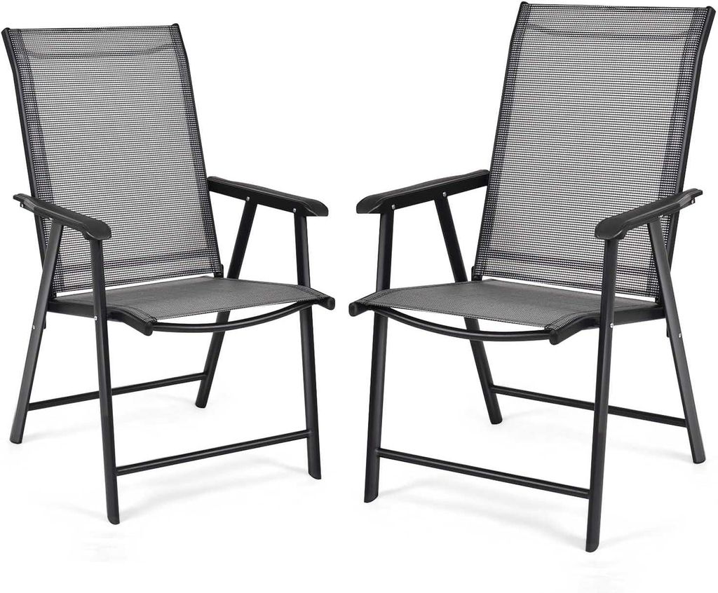 KOMFOTTEU 2er Set Gartenstühle faltbar, Klappstühle mit hoher Rückenlehne, Balkonstühle wetterfest bis 150 kg, Terrassenstühle für Balkon, St...