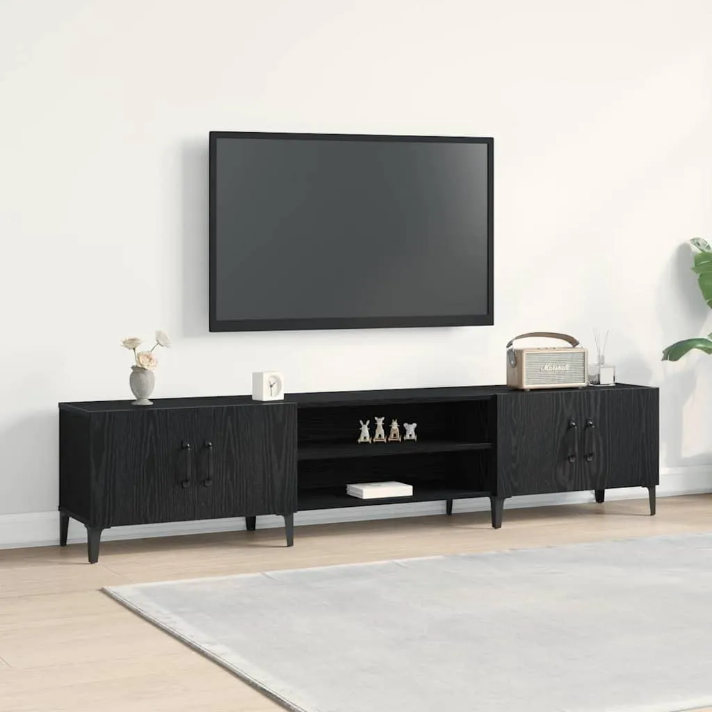 Pratico mobile TV in rovere nero 180 x 31,5 x 40 cm in legno composito - Mobili TV ,mobili di design 8395894 1pacco