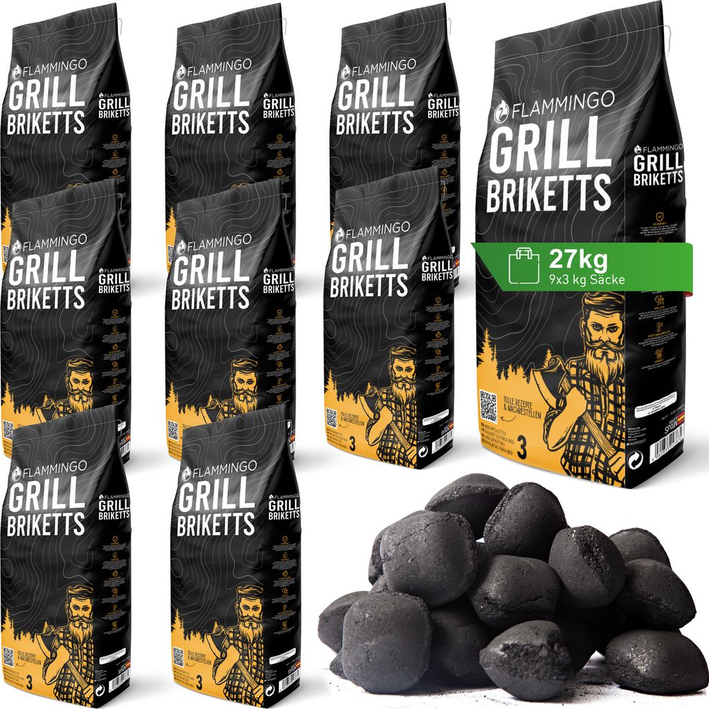 27kg Grillbriketts Pinie Eiche Holzkohle Grillkohle Holzkohlebriketts Kohle