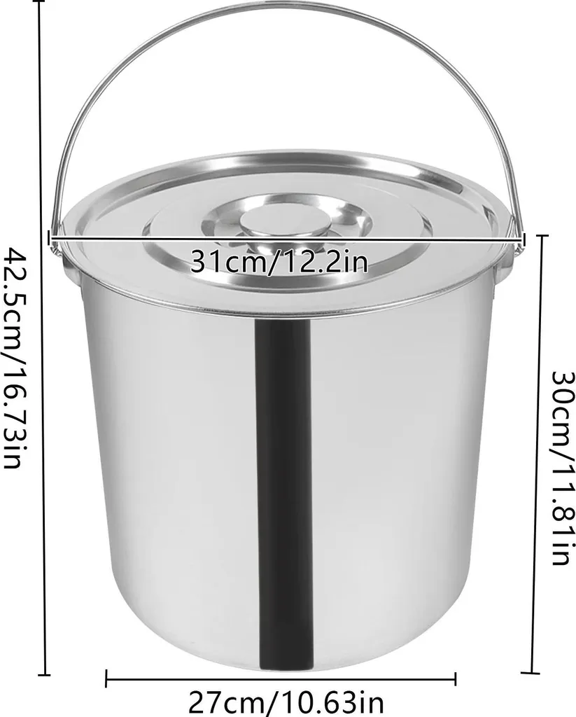 Secchiello 18/10 Graduato 10L - Acciaio Inox Professionale per Cucine