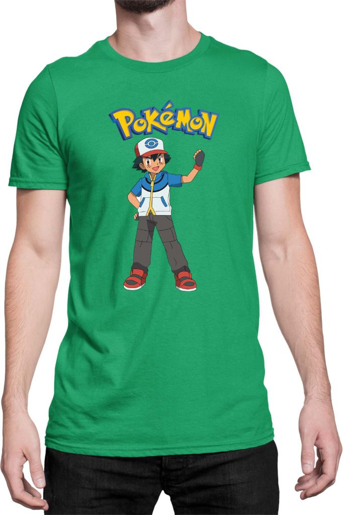 Herren T-Shirt Japan Manga Anime Comics Pokemon 015, Man 2XL / Grün