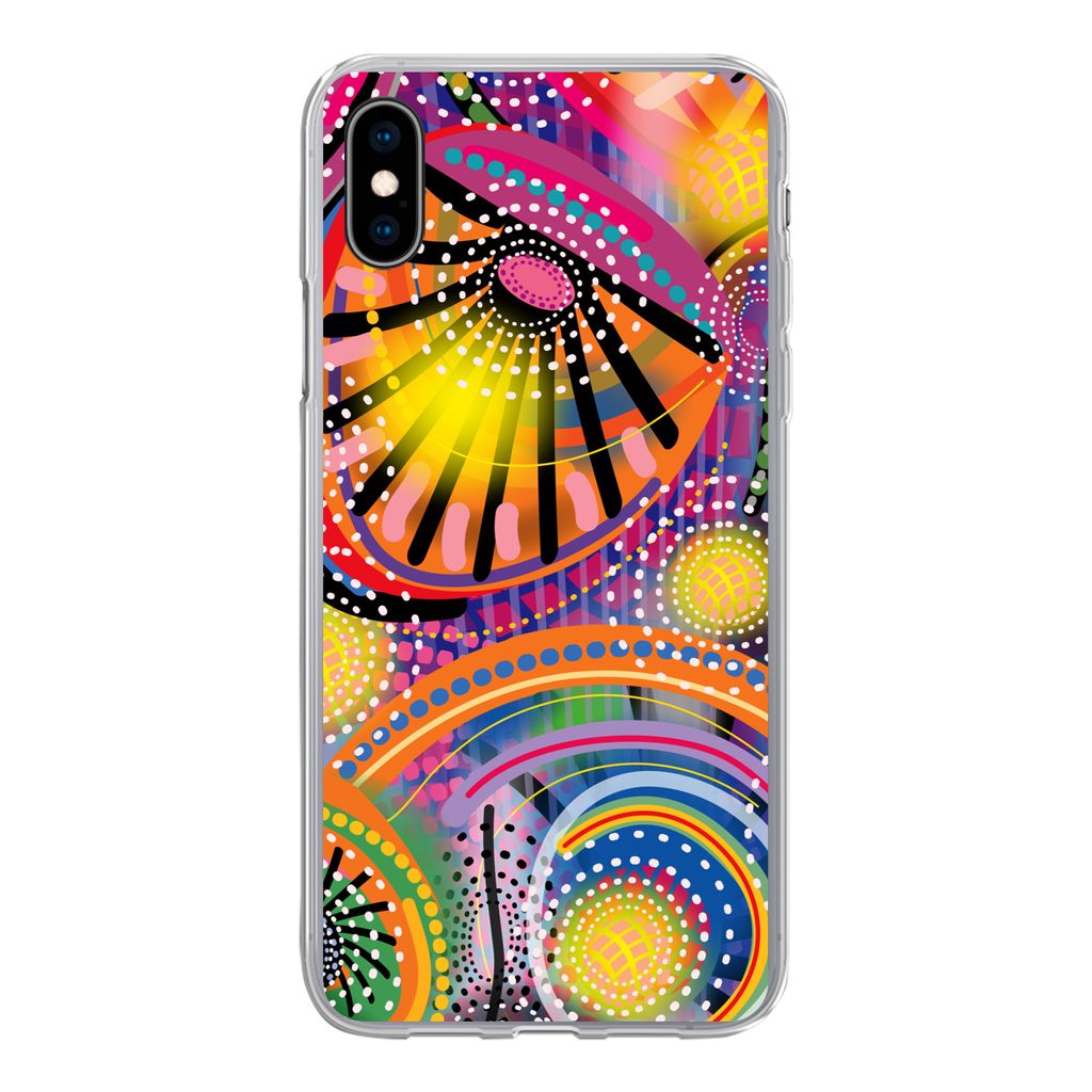 MuchoWow Handyhülle Schutzhülle Hülle für iPhone Xs Formen - Kunst - Muster - Psychedelisch Silikon Softcase Handy Hülle - Handytasche