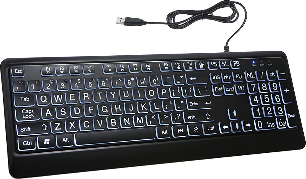 Clavier USB rétroéclairé à forte visibilité et touches grand format