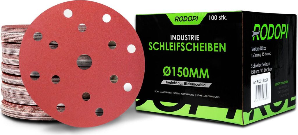 RODOPI 100x Industrie Schleifscheiben Schleifen Ø150mm 15-Loch 120 Körnungen