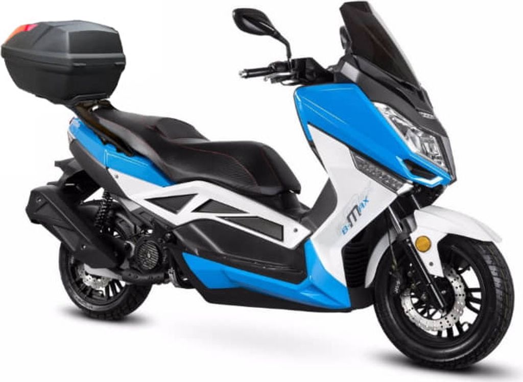 Motorroller Firejet 125 BMAX weiß-blau Euro 5 mit Topcase Scooter Roller 125 ccm 4 Takt