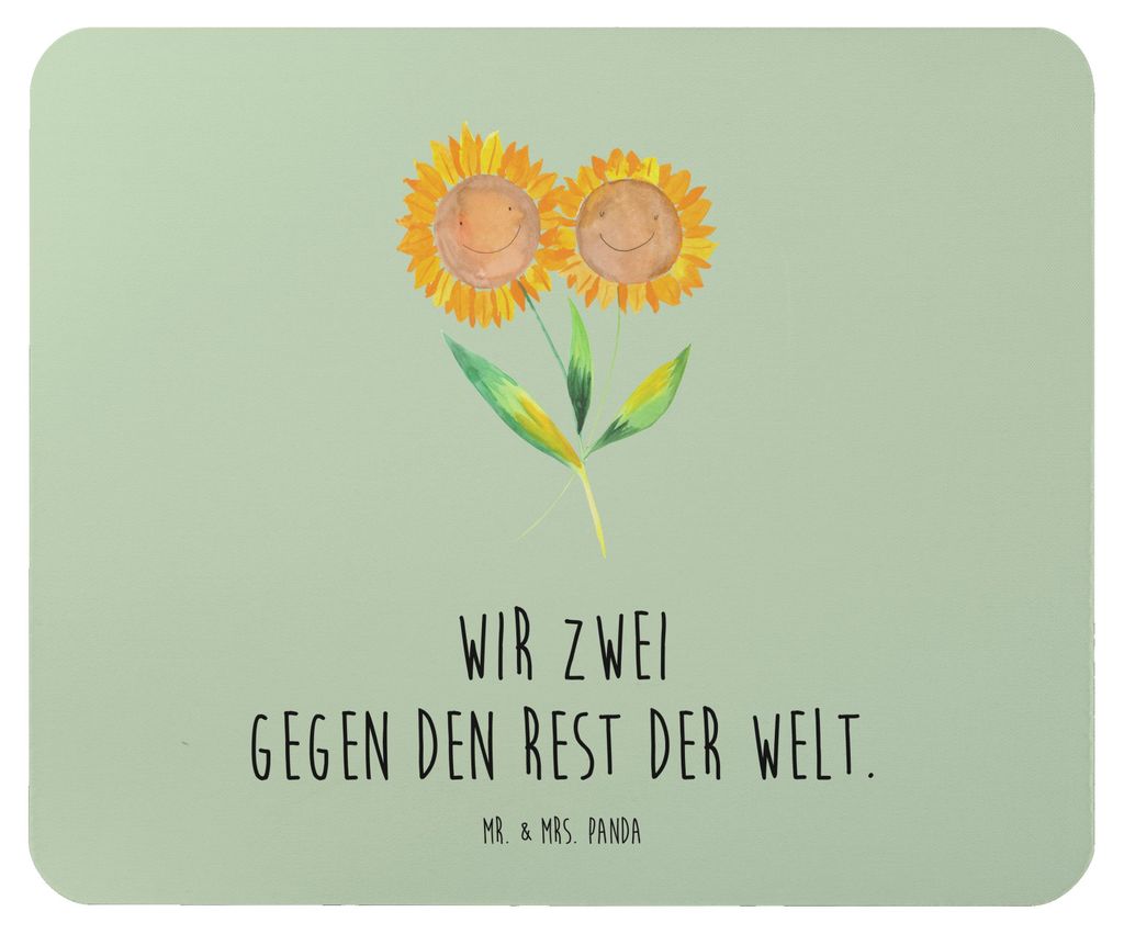 Mr. & Mrs. Panda Mouse Pad Blume Sonnenblume - Blattgrün - Geschenk, Beste Freundin, pc mausunterlage, Sonnenblumen, Vertrauen, Mauspad, Garten, M...