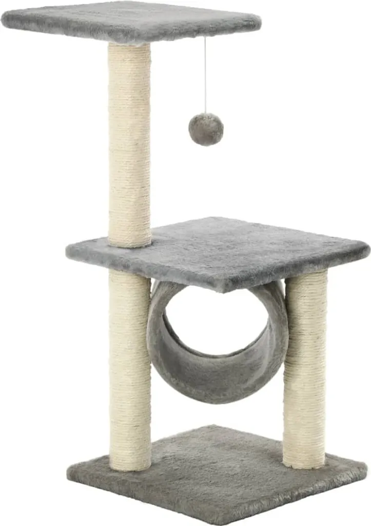 vidaXL Tiragraffi Gatto Grigio 65 cm | Palestra Gioco in Sisal Naturale
