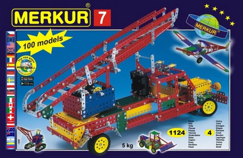 Coffret MERKUR 7 Modèles de Construction Réalistes en Métal 1124pcs