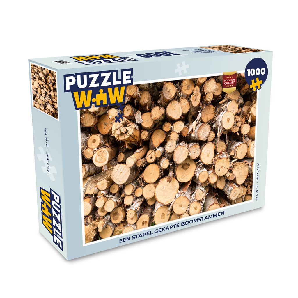 MuchoWow Puzzle 1000 Teile Ein Haufen gefällter Baumstämme - Erwachsene - Rätsel