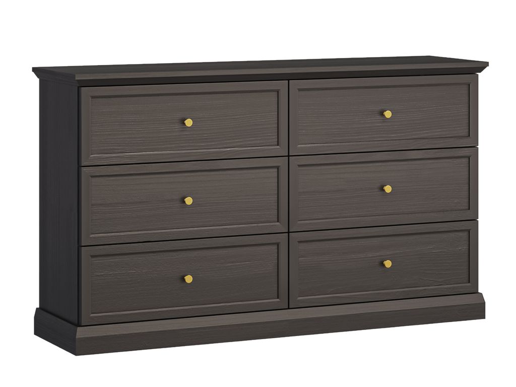 AX LIVING Kommode mit 6 Schubladen Levantos K6S – 146cm Schwarz Grafit