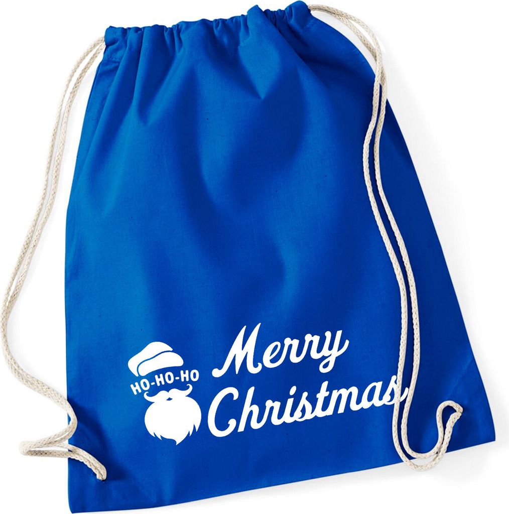 Huuraa Turnbeutel Ho Ho Ho Santa Merry Christmas 12 Liter Bright Royal Baumwolle Rucksack Geschenkidee