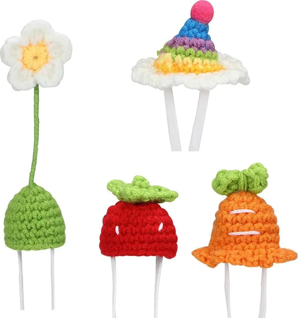 4pcs mini cappelli a maglia a mano piccoli animali carino uncinetto per animale domestico lucertola criceto porcellino d'India