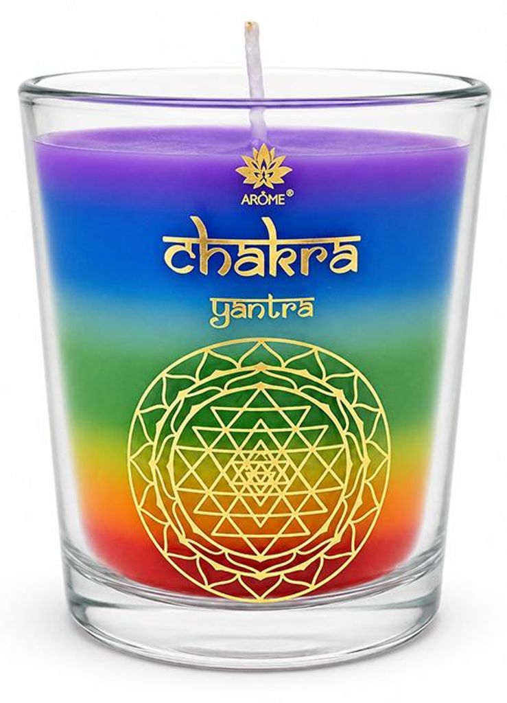 Handgefertigte Votivkerze Chakra 7 farbige Schichten 60 g Produktbild 