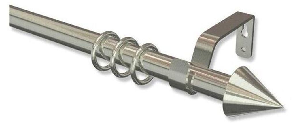 Interdeco Gardinenstange ausziehbar / Teleskop-Vorhangstange Edelstahl-Optik, Typ Nova Cone (Kegel), 19/16 mm Ø 1-läufig, 200-350 cm ausziehbar