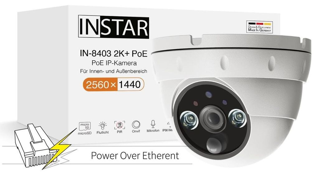 INSTAR IN-8403 2K+ POE ws 14082 LAN IP Überwachungskamera Produktbild 