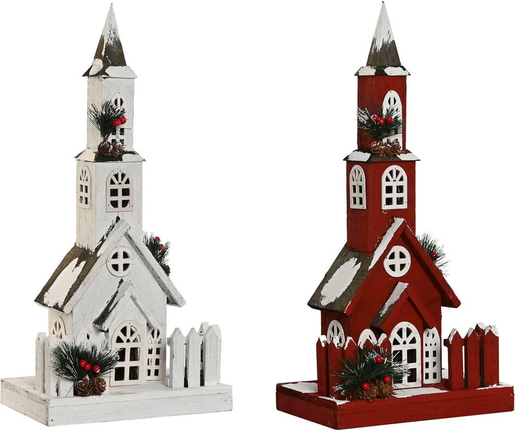 Grandes Décorations de Noël Bicolores 56 cm en Tissu Blanc et Rouge - x2