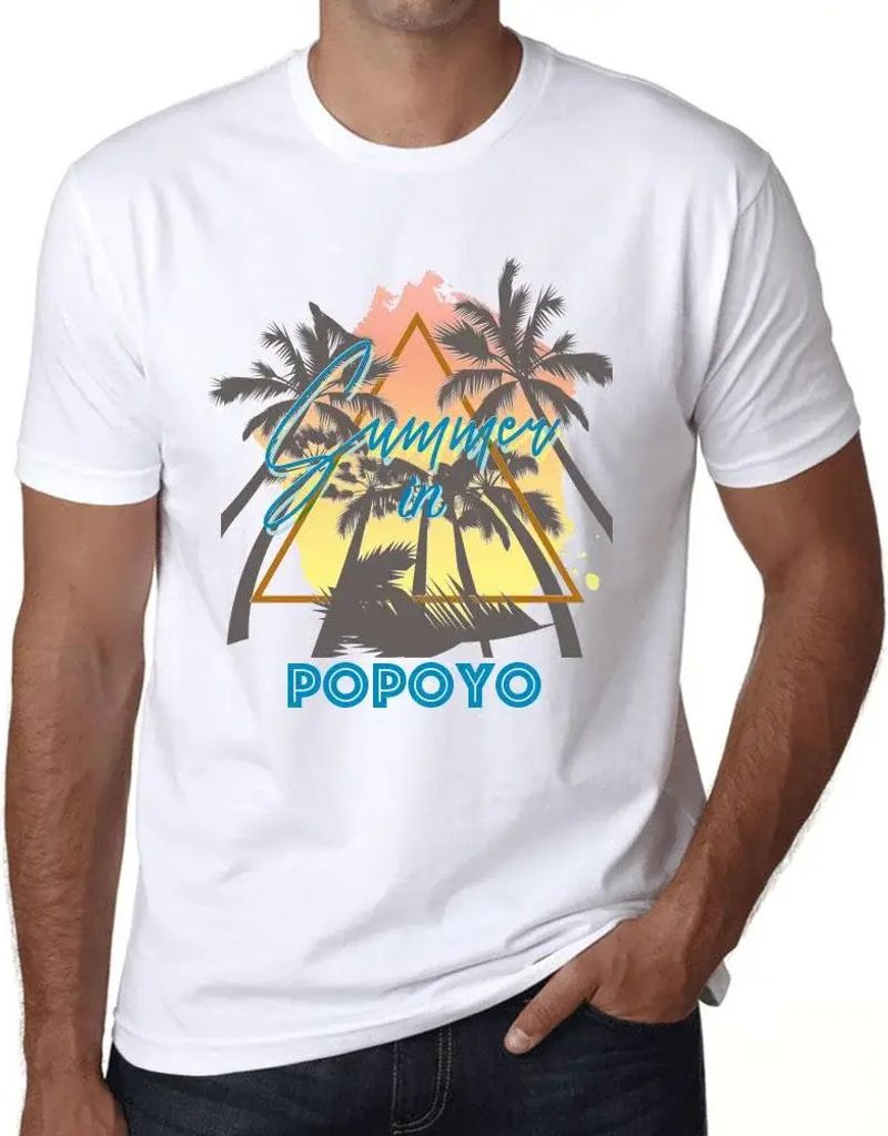 Herren Grafik T-Shirt Palmen Sonnenschein Sommer in Popoyo – Palm, Sunshine, Summer In Popoyo – Öko-Verantwortlich Vintage Jahrgang Kurzarm Lu...
