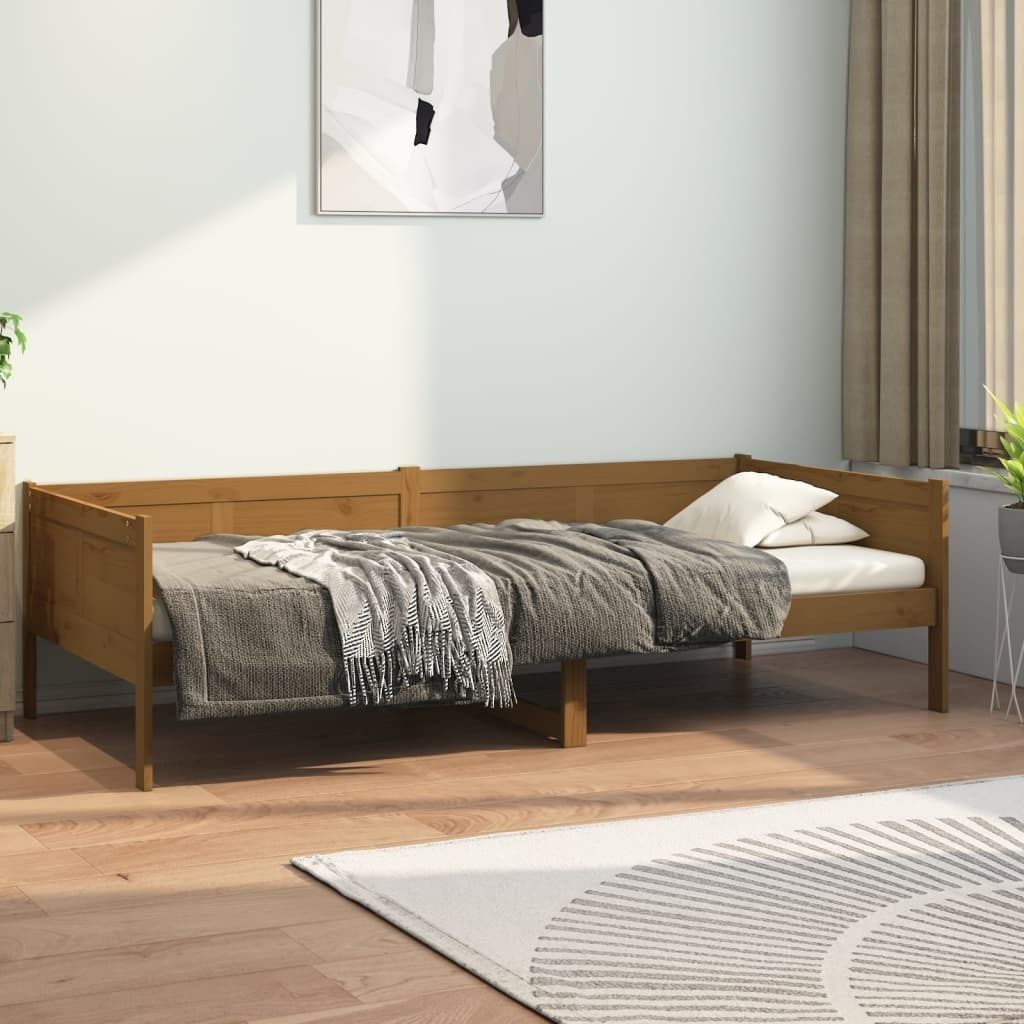 "Rabatt" Tagesbettrahmen/Schlafsofa - Modernes Design - Honigbraun Massivholz Kiefer 90x190 cm - Klassische Betten CC21775