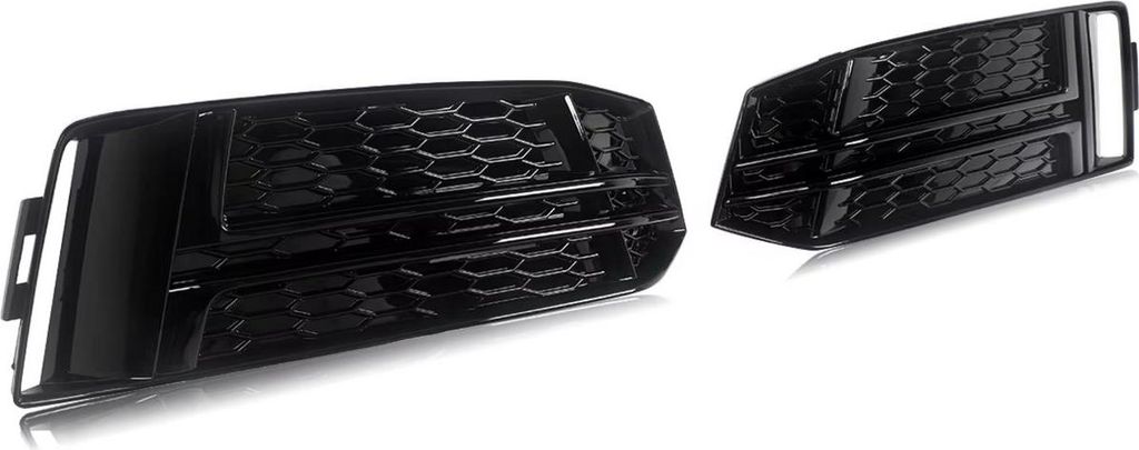 Nebelscheinwerfergitterabdeckung – Schwarz Honigraat Gloss Schwarz für Audi A4/S4 B9 S-Line (2016–2018) – Autozubehör