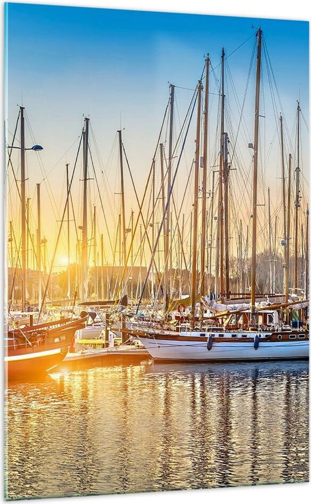 Bilder auf glas - Einteilig - Katamaran Yacht Anker Ankerplatz - 70x100cm - Glasbilder - Wandbilder - Bilder - Wanddekoration aus Glas - Glas Bilde...