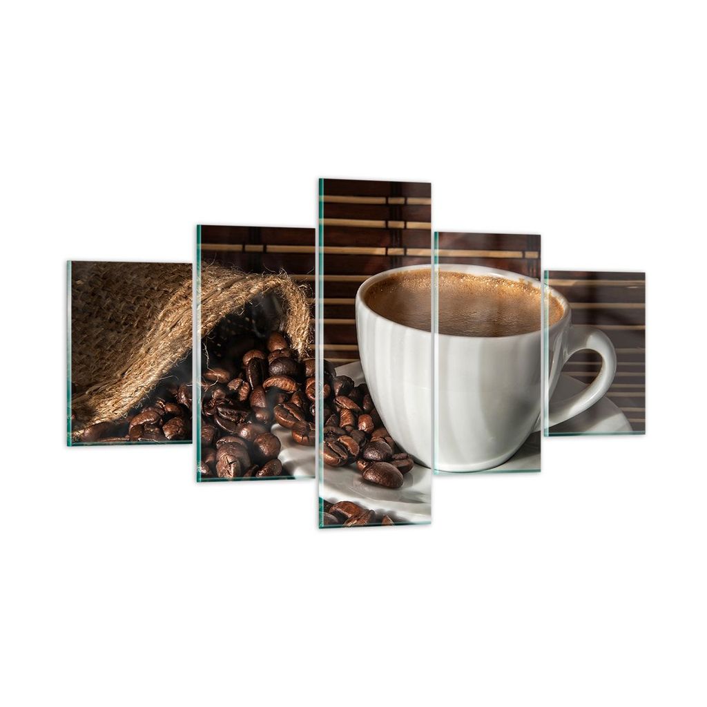 Bilder auf glas - Aroma Kaffee Getreide - 125x70cm - Glasbilder - Wandbilder - Kunstdruck - zum Aufhängen bereit - Wanddekoration aus Glas - Glas ...