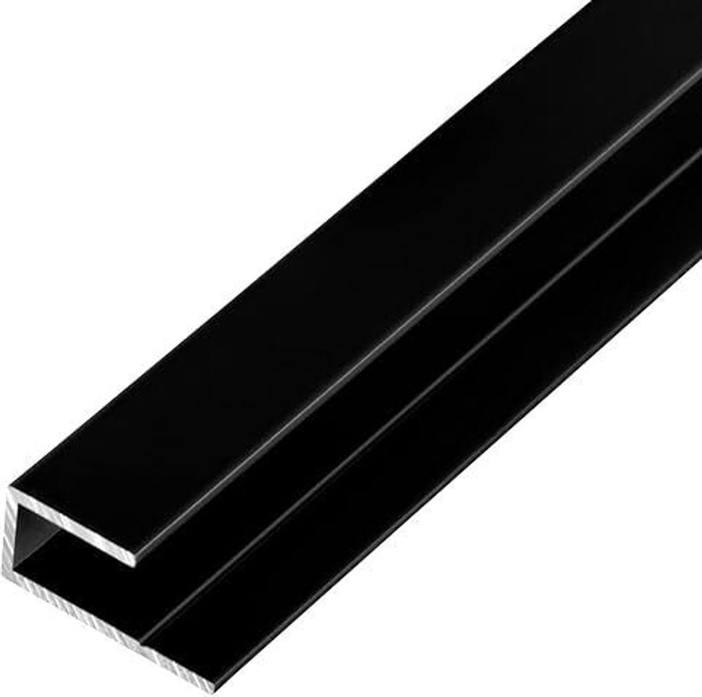 5, S-Polytec Aluminiumprofil Aluminium U-Profil 6mm Schwarz RAL 9005 (1 Meter), Alu Abschlussprofil, Aluprofil für Vinyl-Boden und Aluverbundplatt...