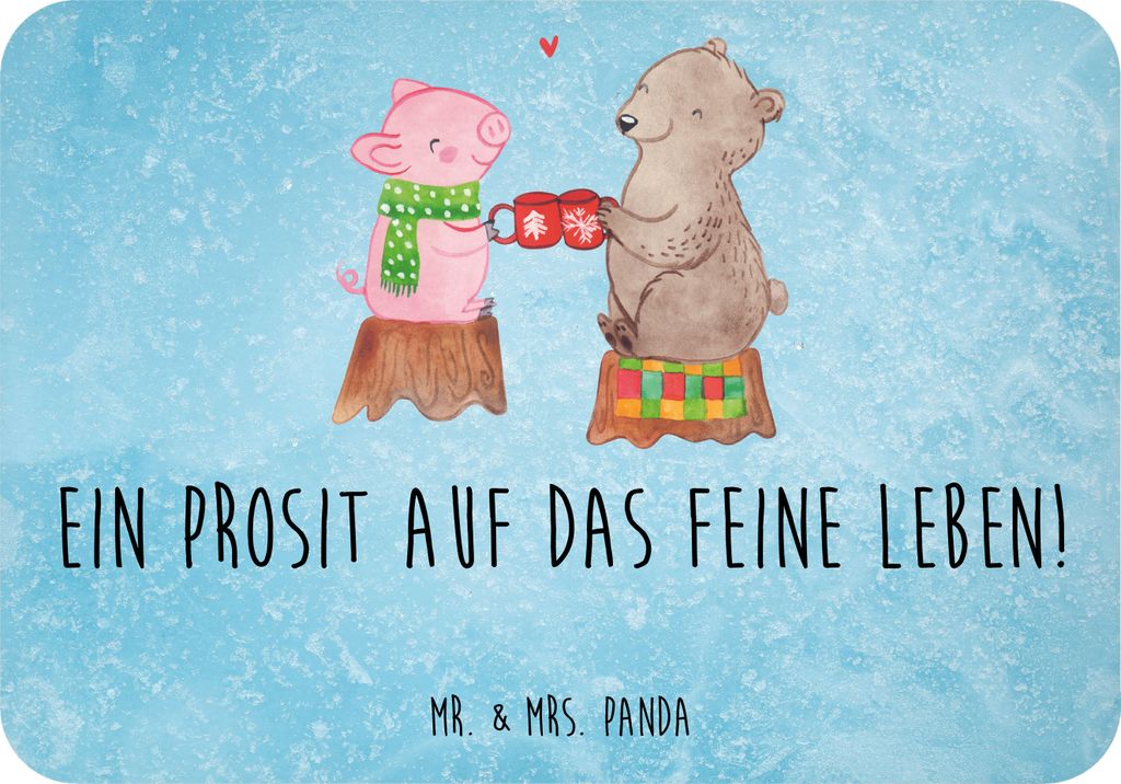 Mr. & Mrs. Panda magnet Glühschwein Sause - Eisblau - Geschenk, holzmagnet, Weihnachtszeit, Alles Gute, whiteboardmagnet, Bär, Schwein, haftmagne...