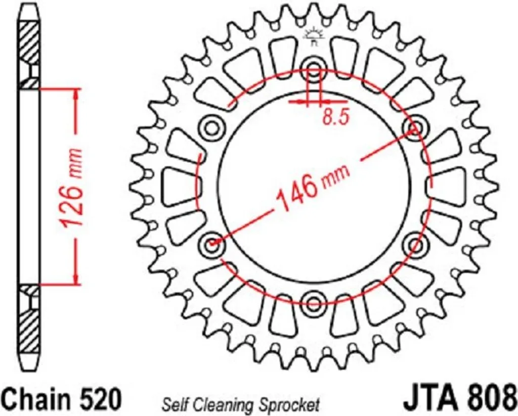 Couronne Arrière en Aluminium 46 Dents Pas 520 SI pour Motocross