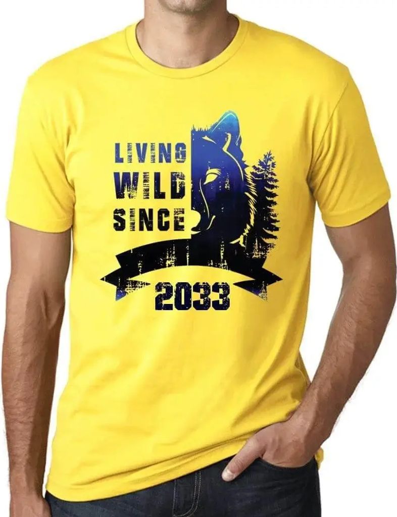 Herren Grafik T-Shirt Wildes Leben seit 2033 – Living Wild Since 2033 – Öko-Verantwortlich Vintage Jahrgang Kurzarm Lustige Druck Geburtstag G...